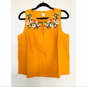 NWT J Crew Golden Yellow Embroidered Tank Top